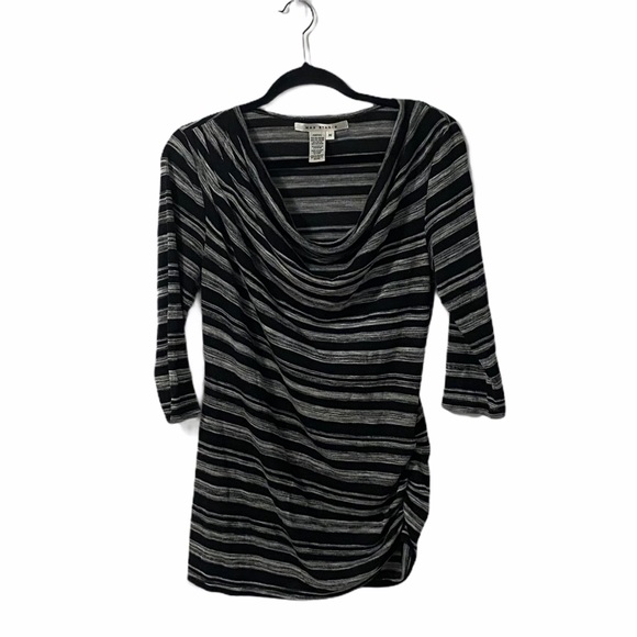 Max Studio Black & White Striped Long Shirt - Picture 1 of 7